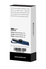 ESCODA Set 3 Pinceles Acuarela - Blue Set Viaje N.6,10,16 Redondo Punta Pelo Sintético Serie Prado Perla Último Estuche Tela Profesional Fabricado a Mano en España.