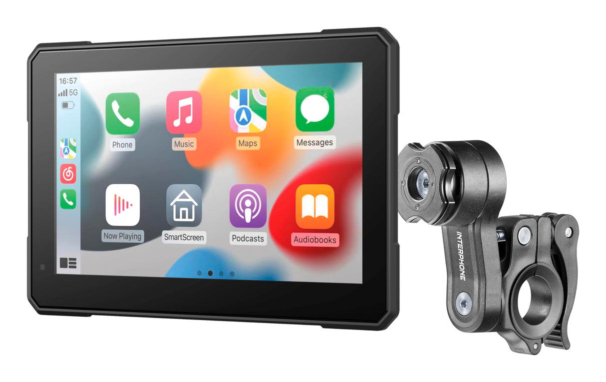INTERPHONE SYNC70 ESSENTIAL Pantalla táctil con Android Auto inalámbrico y Apple Carplay moto, pantalla para moto de 7" con wifi y Bluetooth, con sistema de fijación Quiklox y certificado IP66