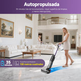 Redkey W15 Aspirador Vertical Fregona Sin Cable Agua, Aspirador Barredor 3 en 1, Potente Absorción de Agua y Polvo, Placa Única de 5mm, 35min Larga Autonomía, Pantalla LED, Limpieza Automática