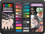 Faber-Castell uni-ball 186829 - Juego de marcadores POSCA, estuche de 20, incl. instrucciones para 3 proyectos DIY