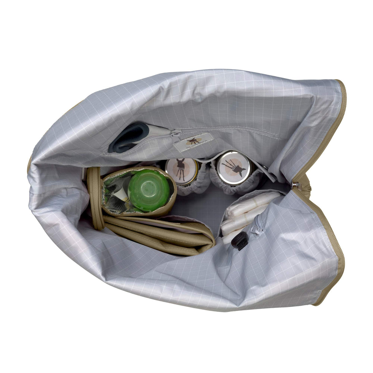 LÄSSIG Bolsa para pañales, cambiador, fijación para cochecito de bebé, soporte para botellas, fabricado de forma sostenible/GRE Rolltop Backpack, verde