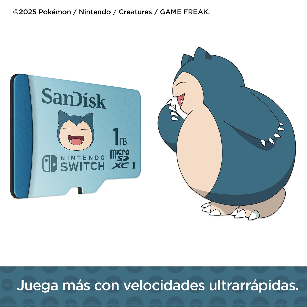 SanDisk Nintendo Tarjeta Micro SDXC 1 TB para Nintendo Switch Consoles, hasta 100 MB/s, Edición Pokémon Snorlax, Añade de Almacenamiento para tu Consola Nintendo Switch, UHS-I, Class 10, U3