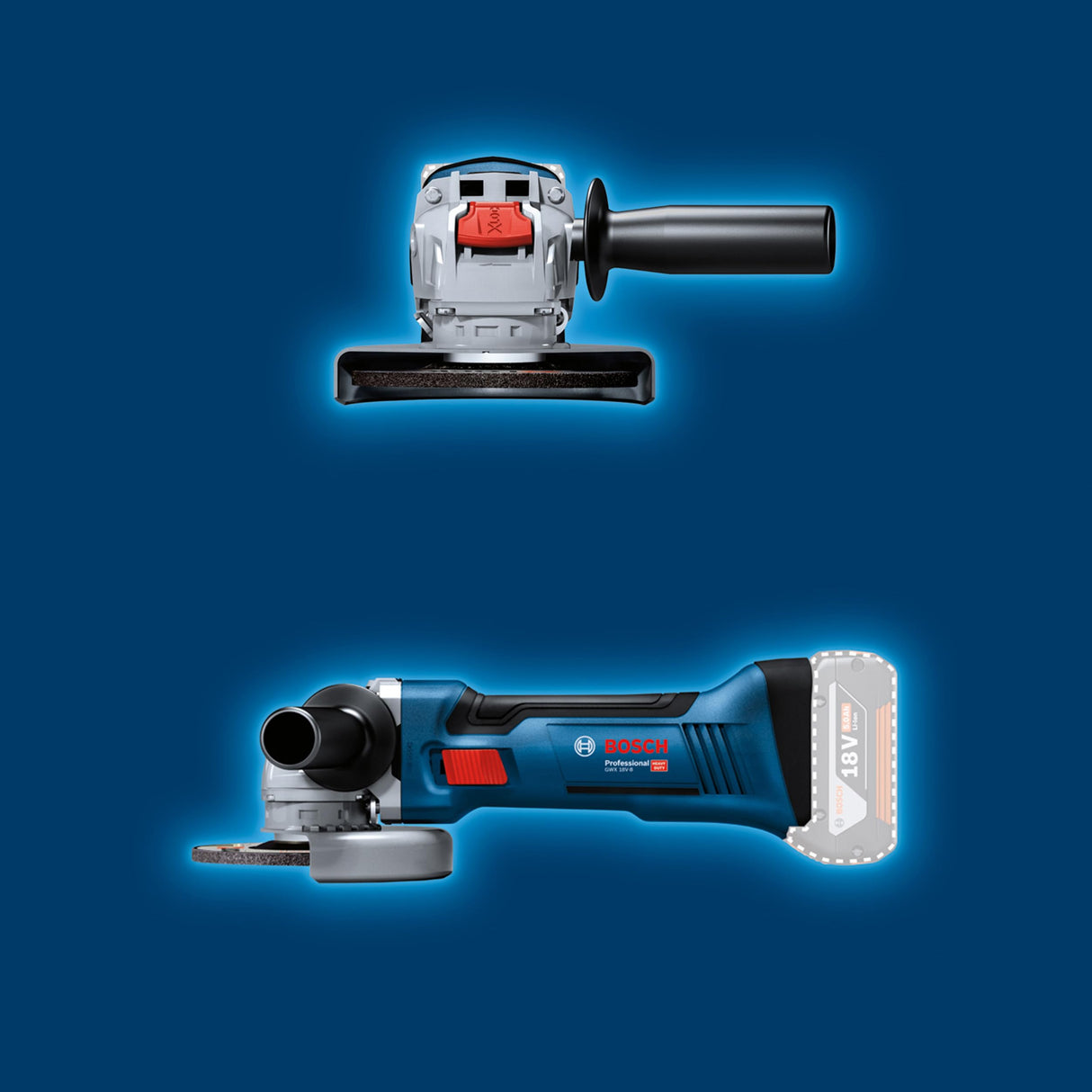 Amoladora angular a batería GWX 18V-8 con Bosch Professional 18V System y X-LOCK (incl. empuñadura auxiliar, cubierta de protección)