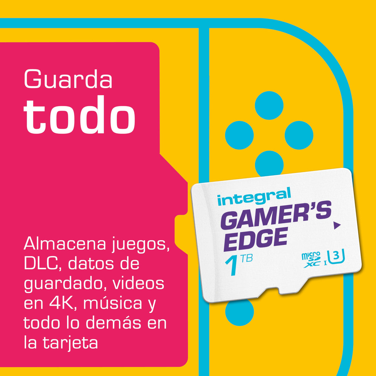 Integral Tarjeta Micro SD Gamer's Edge de Integral 1TB para Nintendo Switch - Carga, Guarda y almacena con rapidez Juegos, DLC y Datos, creada para Nintendo Switch, Switch Lite y Switch OLED.