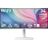 MSI Modern MD342CQPW Monitor Curvo de 34" UWQHD 1500R, Panel VA 3440 x 1440, 21:9, KVM, Pip/PBP, 120Hz, 300 nits, Anti-Glare, Altavoces Integrados, Ajustable en 3 direcciones, HDMI 2.0b