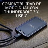 SanDisk SSD Profesional de 4 TB PRO-G40 hasta 3000 MB/s, Unidad Externa de Estado sólido, Thunderbolt 3 (40 Gbps), USB-C (10 Gbps) Ultra Resistente IP68 Resistente al Polvo y al Agua