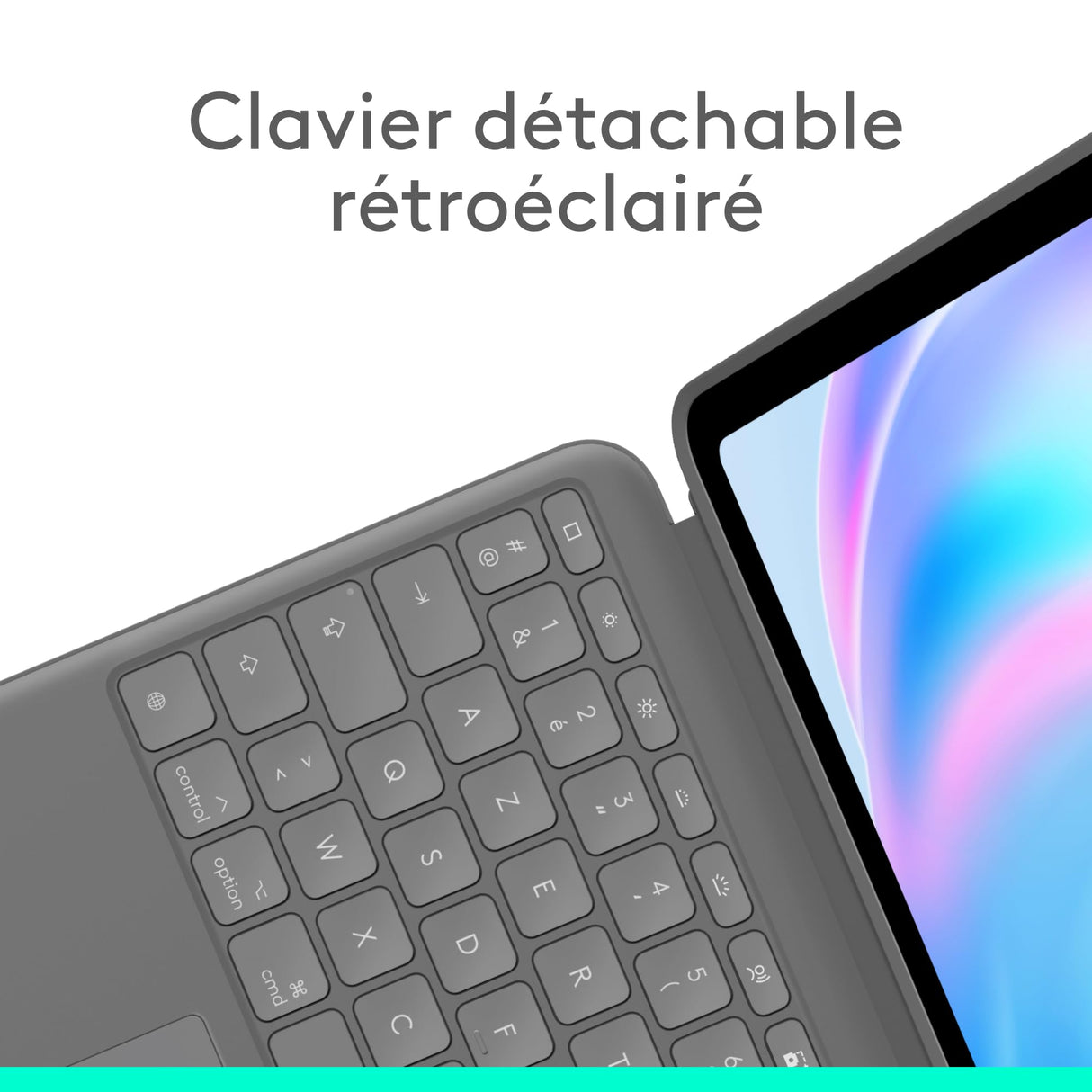 Logitech Combo Touch iPad Air 13 Pulgadas (M2)(2024) Funda con Teclado - Teclado retroiluminado Desmontable con Soporte, Escritura cómoda, Modo Multiuso - AZERTY