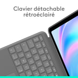 Logitech Combo Touch iPad Air 13 Pulgadas (M2)(2024) Funda con Teclado - Teclado retroiluminado Desmontable con Soporte, Escritura cómoda, Modo Multiuso - AZERTY