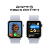 Apple Watch SE de 2.ª generación GPS + Cellular Smartwatch con Caja de Aluminio en Plata de 44 mm y Correa Loop Deportiva Azul Nube. Monitores de entreno y sueño y Neutro en Carbono