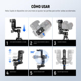 NEEWER GM102 Cabezal Gimbal para Trípode Monópode Teleobjetivos, 360° Cabezal Trípode Cámara Panorámica, Ajuste 3 Ejes, Aleación Aluminio CNC Resistente, Liberación Rápida Tipo Arca, Carga Máx 15kg