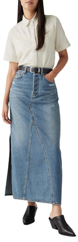 Levi's Iconic Long Skirt W/Slit Falda, Verified Vintage SKI, 27 Mujeres