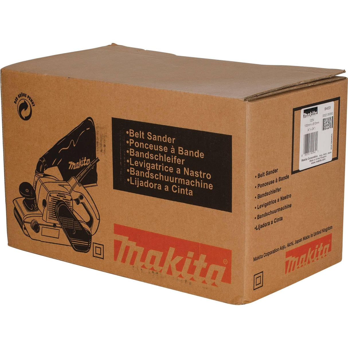 Makita 9403 Lijadora de Banda, 500 m/min, 5.7 kg, 1200 W, 230 V, Azul, 10.2 cm
