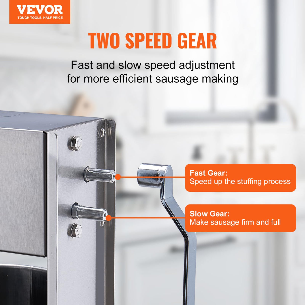 VEVOR Embutidora Manual de Salchichas Capacidad de 15 L Máquina de Salchichas Vertical de Acero Inoxidable con 5 Tubos de Relleno para Churros Salchichas para Restaurante Supermercado Cocina
