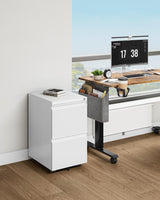 YITAHOME Archivador móvil con 2 cajones con cerradura, archivador antivuelco con rueda para oficina en casa, blanco, 51x39x71 cm