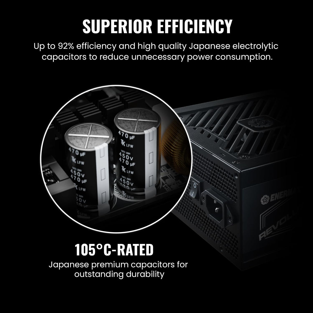 ENERMAX Revolution D.F. 2 ATX Compacto Fuente de Alimentación 80Plus Gold (Totalmente Modular, Cable Plano Cable, Semi-Fanless), ERS1200EWT, Negro