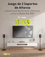 goobay Soporte para Altavoces Sonos Era 100, Capacidad de Carga de 3 K, gestión de Cables, 71,5cm de Altura, Negro, 71026