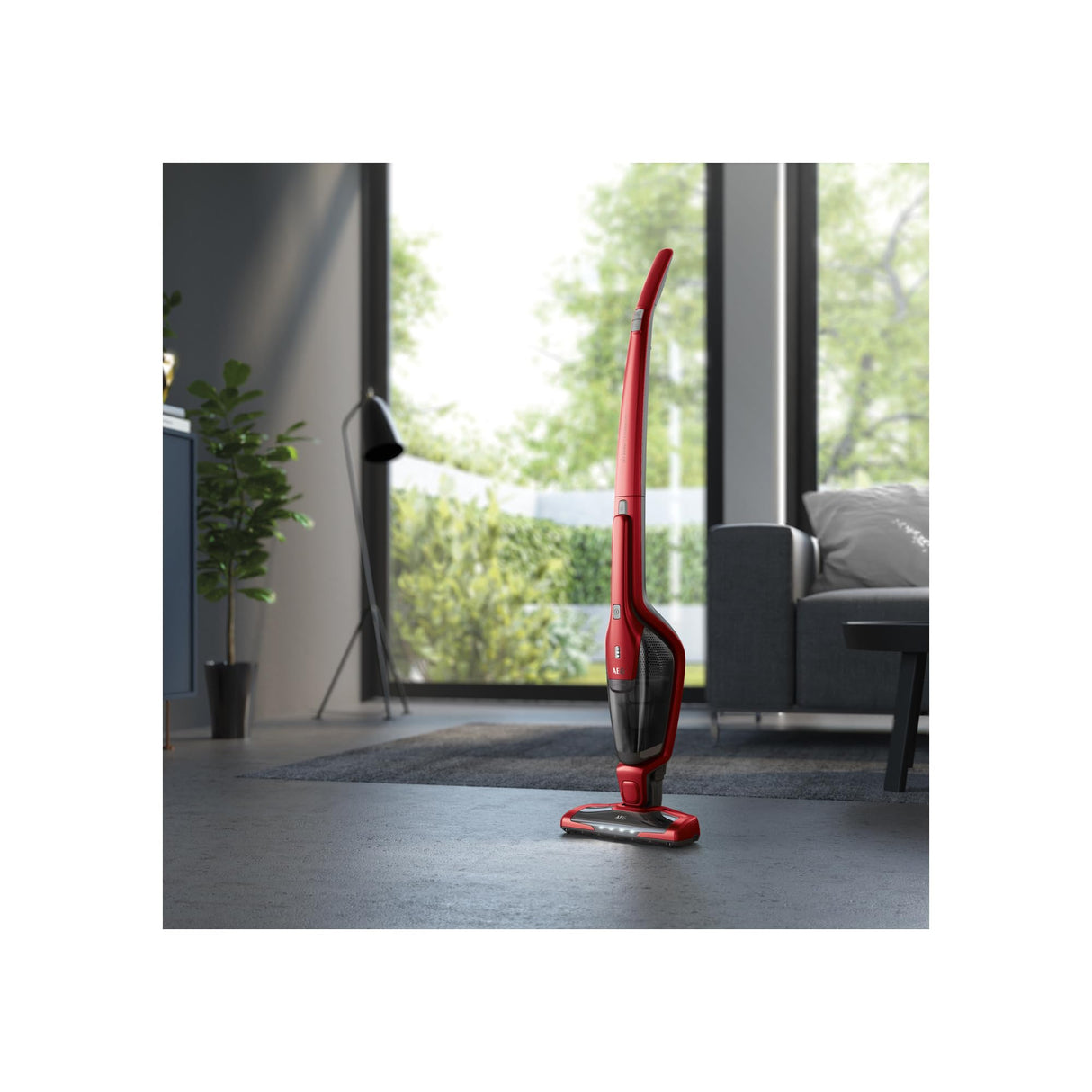AEG CX7-2-45AN Aspiradora Sin Cable, Autonomía de 45 min, 18 V, 2 Velocidades, Cepillo 180º con LED, Aspiradora de Mano Especial Mascotas, Depósito de 0,5 L, Rojo