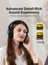 1MORE HQ31 Auriculares supraaurales, audífonos híbridos con cancelación Activa de Ruido con Audio de Alta resolución, Tiempo de reproducción de 90 Horas, diseño Plegable, Modo con Cable Disponible
