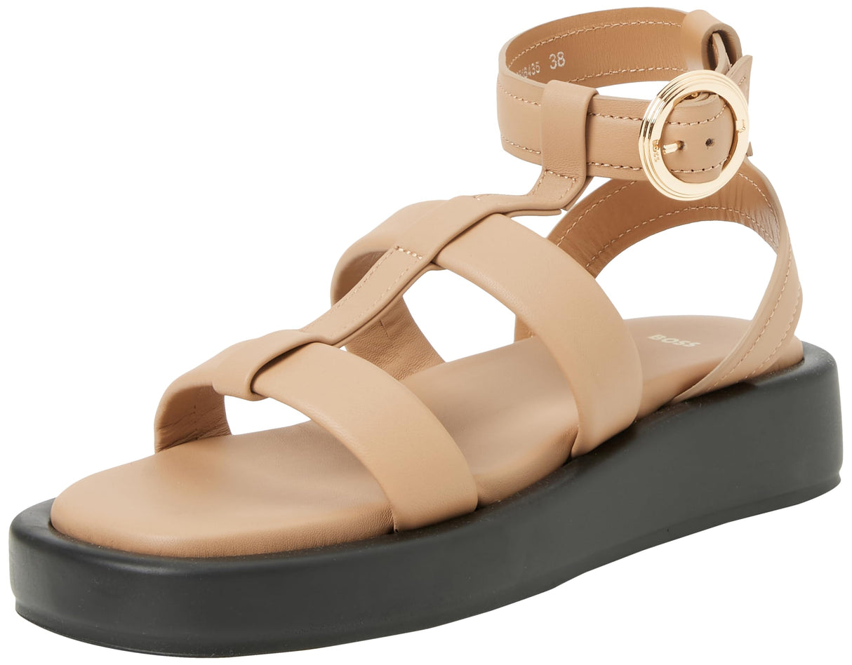 BOSS Scarlet_Sandal_C, Sandalia Mujer, Beige260, 39 EU
