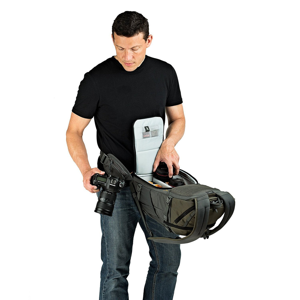 Lowepro Flipside 350 AW - Mochila para Cámara Fotográfica DSLR y varias Lentes, Bolsa para la Cámara, la Tablet, Accesorios de Fotografía, Trípode - Color Gris