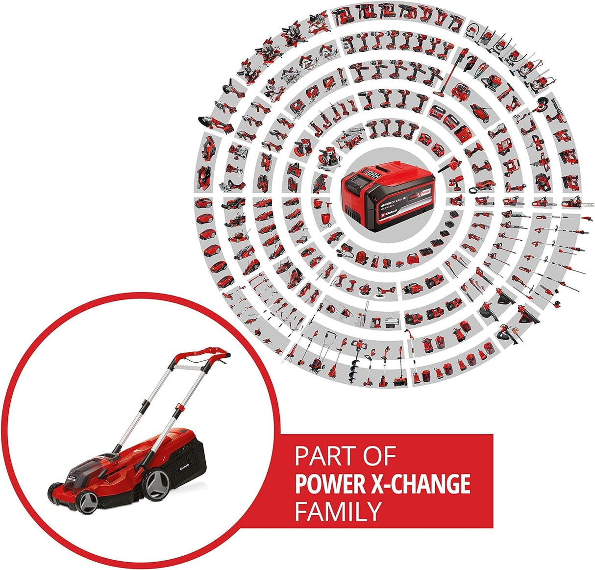 Einhell Cortacésped a batería RASARRO 36/38 Kit Power X-Change (36 V, 38 cm ancho de corte, 450 m², Brushless, función de mulching, 45L bolsa recolectora, con 2x 4,0 Ah baterías y Twincharger)