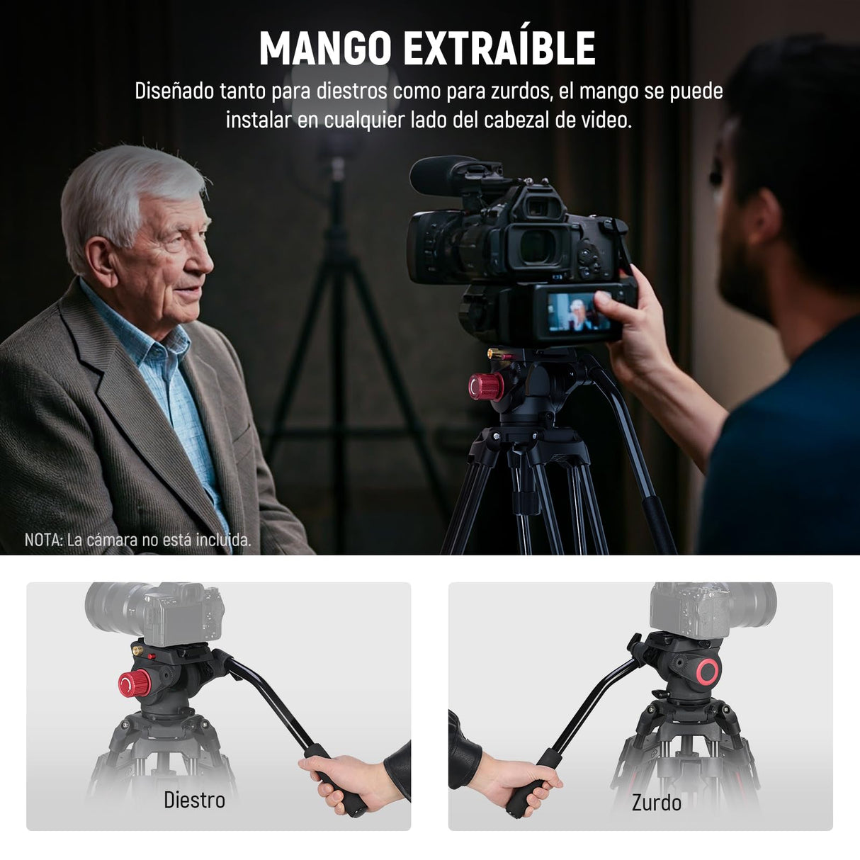 NEEWER 79"/2m Trípode Video Cámara con Cabezal Fluido, Soporte Trípode Resistente Aluminio Liberación Rápida con Placa QR Compatible con Canon Nikon Sony DSLR Videocámara, Carga MAX 17,6 LB, LL38