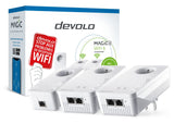 devolo Kit multihabitación Magic 2 WiFi 6 (ax): 3 adaptadores WiFi PLC, enchufe Gigogne (2400 Mbits, malla, 5 puertos Gigabit Ethernet) ideal para teletrabajo y streaming, enchufe francés