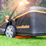 LawnMaster CLMF4841E Cortacésped con Batería 48V MAX 2x24V 4.0Ah, 41cm hasta 450m², Altura de Corte 6 Niveles 22-72 mm, Bolsa de Recogida de 42L