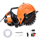 VEVOR Sierra Eléctrica para Hormigón 356mm 2800W Sierra Circular de Alta Potencia Profundidad de Corte de 127 mm Sierra de Disco Húmeda/Seca con Tubería de Agua Bomba de Agua Hoja para Piedra Ladrillo