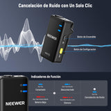 NEEWER KM15 Sistema Micrófono Solapa Inalámbrico, Compatible con iPhone Android PC, Mini Mic Solapa USB C con Cancelar Ruido, Alcance 300m 48KHz/24Bits, Batería 9 Horas para Grabación Streaming