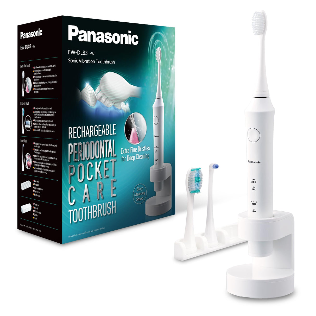 Panasonic EW-DL83-W803 Cepillo de Dientes Eléctrico Sónico (Control de Presión, Temporizador de cepillado, 2 Modos, Indicador LED, Inalámbrico, 100% Lavable), Color Plata