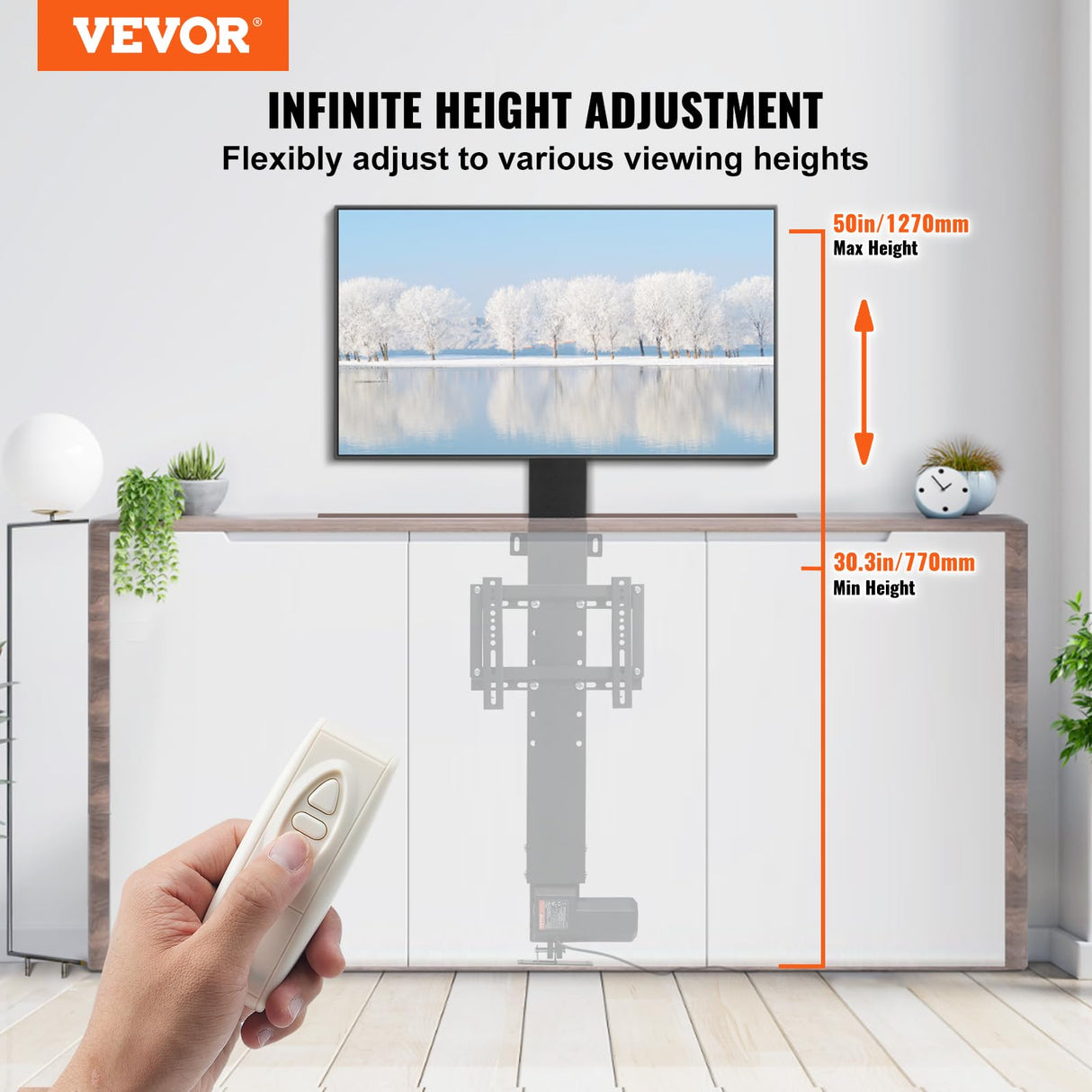 VEVOR Soporte de TV 290 x 107 mm 11,4 x 4,2 pulgadas Soporte de TV Motorizado Aleación de Aluminio Carga 132 libras máx. 28-32 pulgadas de LED/LCD/Plasma/Curva