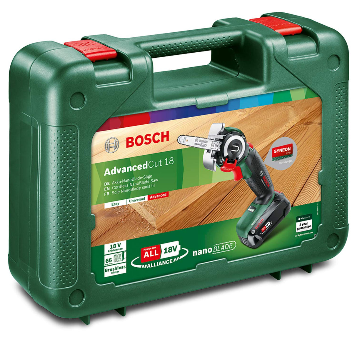 Bosch NanoBlade AdvancedCut 18 Sierra a batería, 1 batería, tecnología NanoBlade, sistema de 18 voltios, en estuche