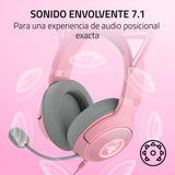 Razer Kraken Kitty V2 - Auriculares RGB por Cable con Orejas de Gatito (Iluminación reactiva al Streaming, Micrófono cardioide HyperClear, Diafragmas de 40 mm Triforce, Sonido Envolvente 7.1) Quartz