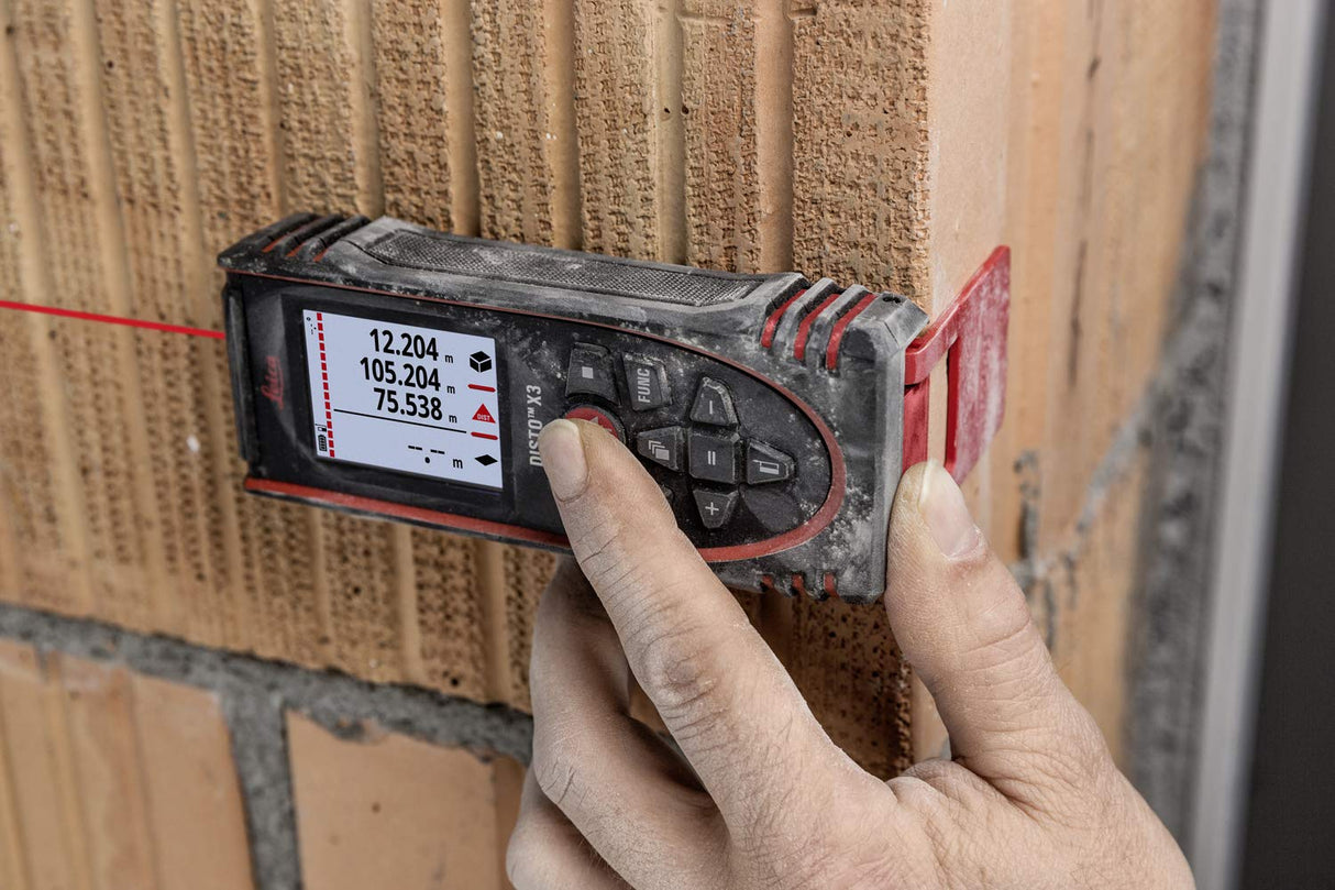 Leica DISTO X3: Telémetro láser resistente (grado de protección IP65) con Bluetooth (se conecta a aplicaciones) para mediciones de distancia en los entornos más difíciles (uso en interiores)