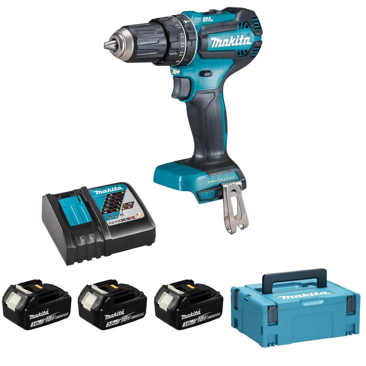 MAKITA DHP485RF3J - Taladro atornillador Li-Ion 18V 2x 3.0Ah