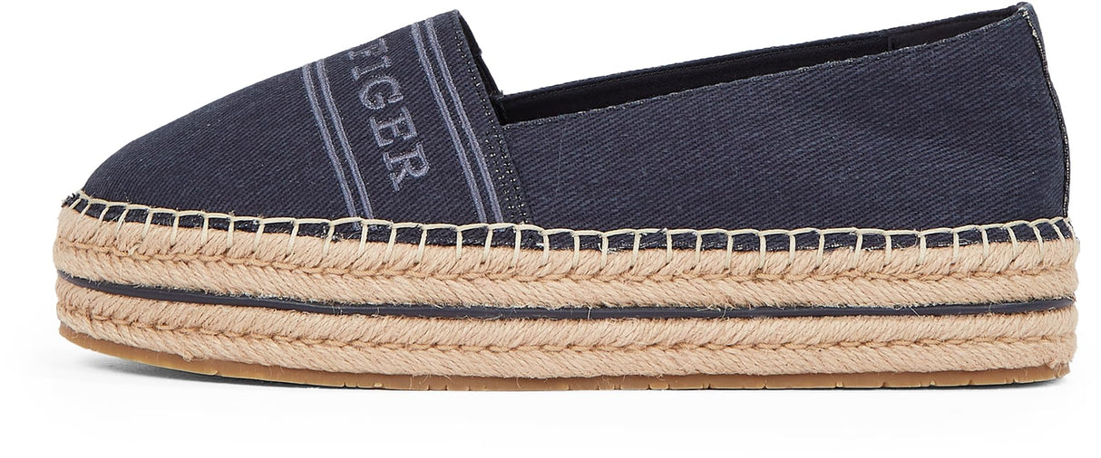 Tommy Hilfiger Alpargatas Mujer Denim Platform con Plataforma, Azul (Space Blue), 39
