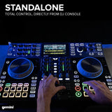 Gemini Sound SDJ-4000 DJ Equipment Console Table con 2 cubiertas, mezclador de audio de 4 canales, ruedas táctiles compatibles y pantalla HD de 7 pulgadas