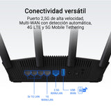 ASUS RT-BE58U - Router Extensible WiFi 7 AiMesh, 4K-QAM, MLO, WAN/LAN 2,5G con detección por IA, Cuatro Puertos 1G, Seguridad de Red Comercial, Control Parental, IoT, Red Infantil, VPN