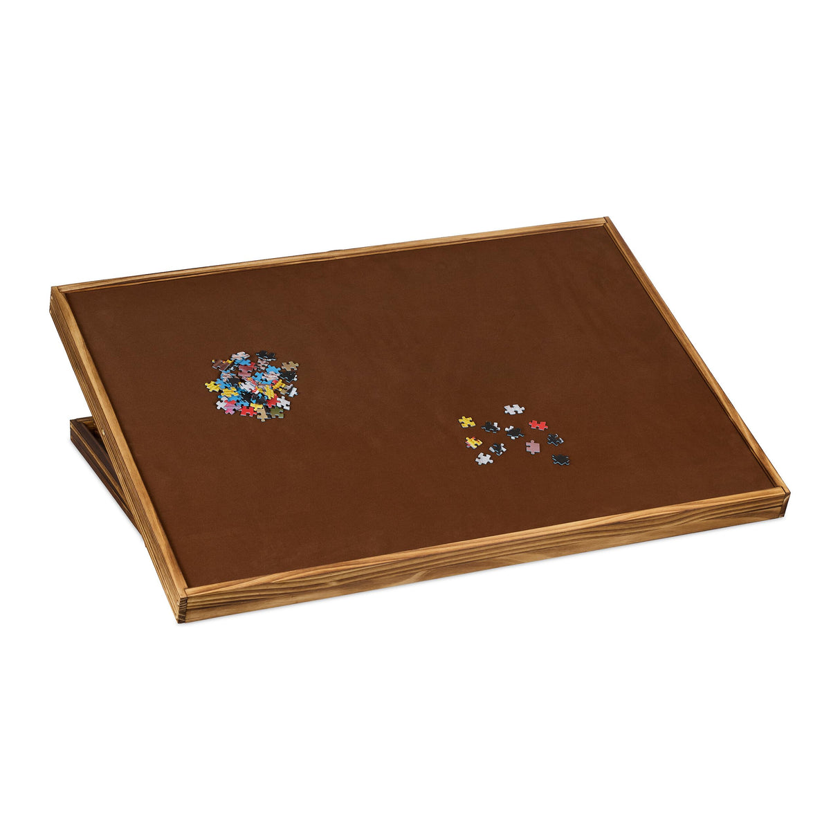 Relaxdays Puzzletisch Tablero de Puzle, Mesa de Rompecabezas Altura Ajustable, para 1000 y 1500 Piezas, Reversible, Madera, Natural, Fieltro, 38 x 93 x 74,5 cm