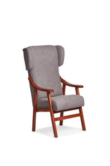 Abuelo a Gusto- Silla con Brazos Modelo Goya y Orejas apoya-Cabeza. Madera Color: Cerezo (Medidas: 117 * 69 * 57 cm) Tela Antimanchas: para Personas Mayores o geriátrico. Prótesis de Cadera. Gris