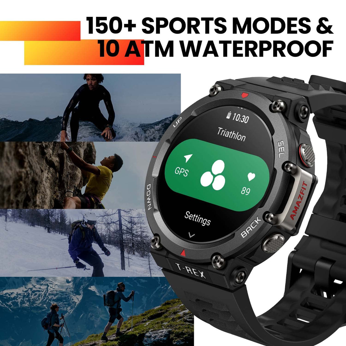 Amazfit T-Rex 2 47mm SmartWatch Reloj Deportivo Premium Multideporte con GPS Navegación en Tiempo Real Ejercicio de Fuerza 150+ Modos Deportivos Frecuencia cardíaca Monitoreo SpO2