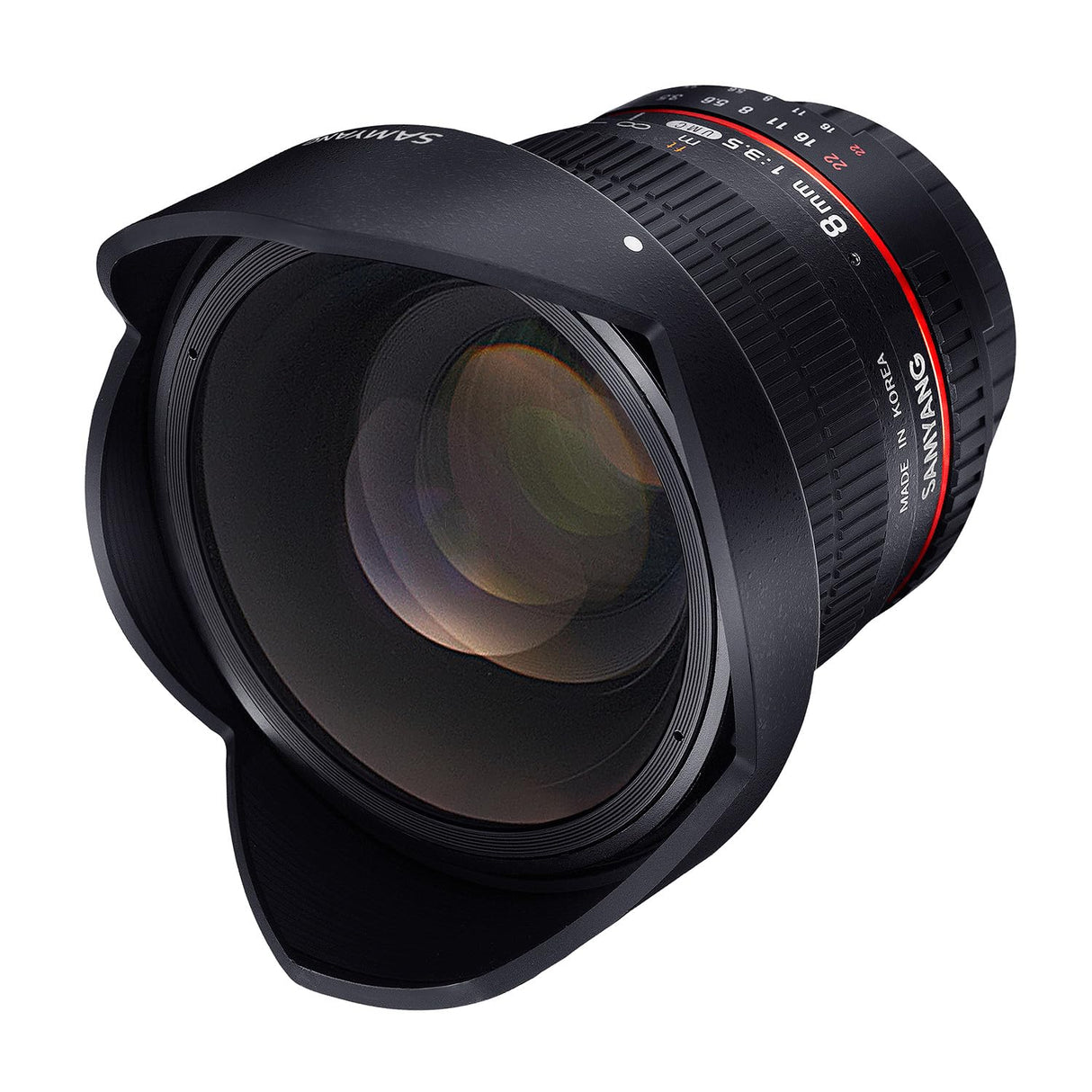 Samyang F1121903101 - Objetivo fotográfico DSLR para Nikon F Ae (Distancia Focal Fija 8mm, Apertura f/3.5-22 UMC, Ojo de Pez, CSII), Negro