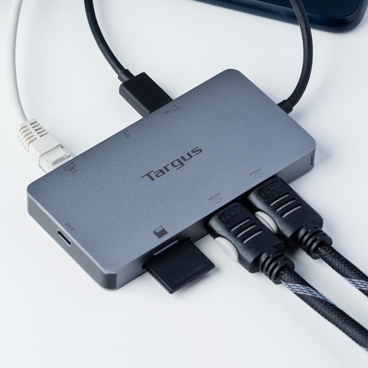 Targus Docking Station USB-C Dual HDMI 4K con Fuente de alimentación Pass-Thru de 100W, hub multipuerto Compatible con 2 monitores 4K UHD, estación Base – Gris, DOCK423EU