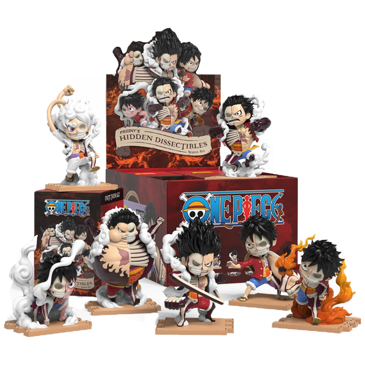 Mighty Jaxx Hidden Dissectibles diseñados por Freeny: One Piece Serie 6 (edición Luffy Gears) | Bandeja precintada de 6 Unidades, no Contiene duplicados | Cajas misteriosa