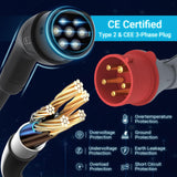 Tera EV Cargador con Smart App 32A Tipo 2 22kW 400V CE y TüV wallbox Cable de Carga de 7 Metros con Soporte para el Cargador Control de la aplicación Enchufe de 3 Fases CEE Coche electrico W01