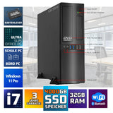 GMR Ultra Slim i7 Office PC, Computadora de Oficina de Negocios, garantía de 3 años, 32 GB RAM, 4000 GB SSD, DVD±RW, USB 3, Windows 11 Prof, WiFi Bluetooth