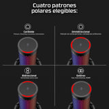 HyperX Quadcast 2 S - Micrófono USB para Gaming, Streaming y Creadores de Contenido, Cuatro Patrones Polares, 32bit, 192kHz, aRGB Leds, para PC, PS4, PS5 y Mac, Negro