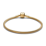 Pandora Barrel Clasp Snake Chain Bracelet 563390C00, 19 cm, Oro amarillo, Sin gemas