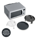 SEVERIN Microondas con grill y convección, función de freidora de aire, 4 en 1 para descongelar, cocinar y calentar, 25 L, acero inoxidable cepillado/plateado, MW 7982